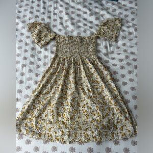 Yellow off the shoulder floral dress